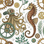 Steampunk Sea Creatures Pattern 7 Minky Fabric