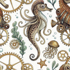 Steampunk Sea Creatures Pattern 8 Minky Fabric