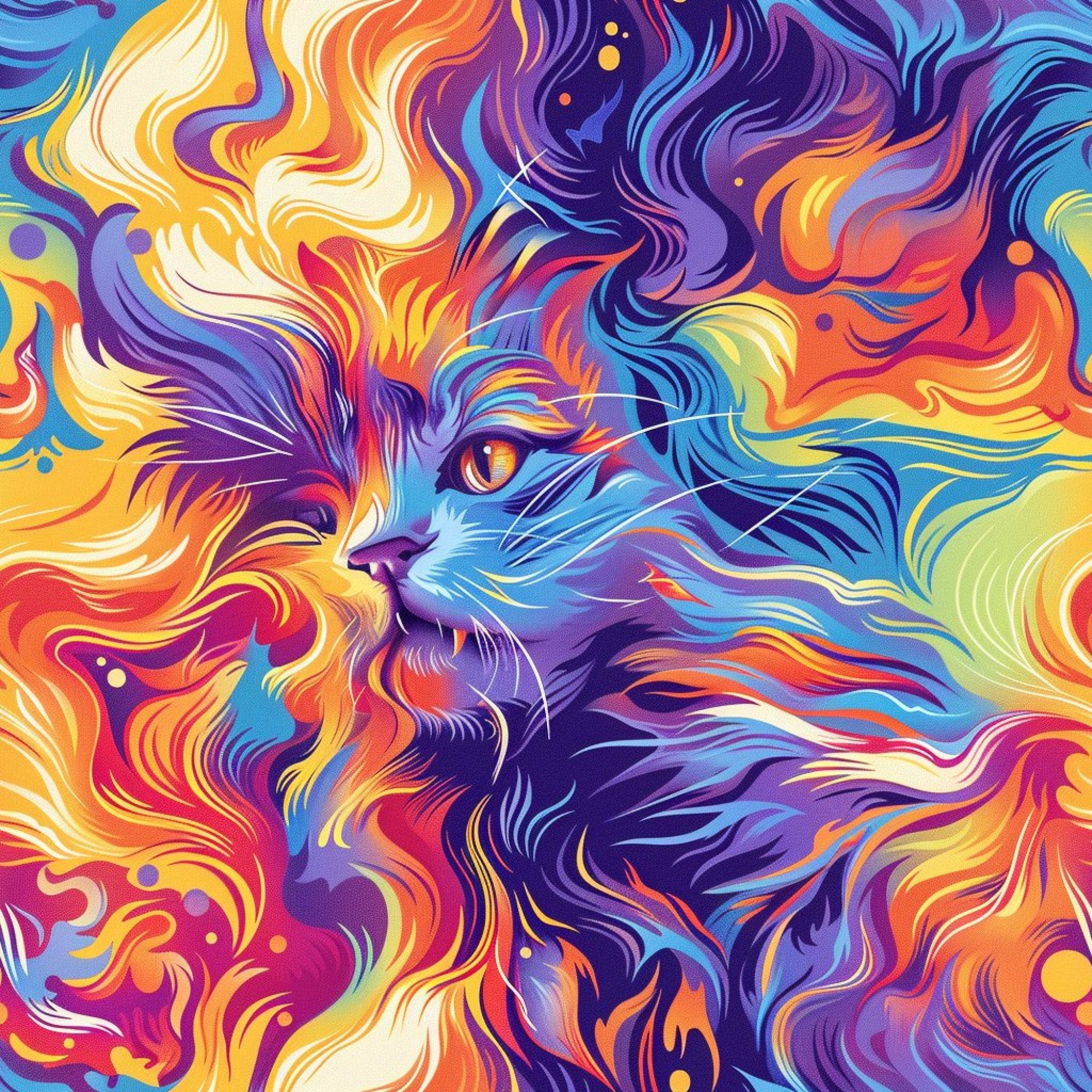 Stoner Cat Abstract Pattern 11 Minky Fabric