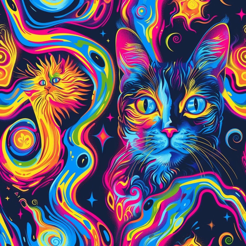Stoner Cat Abstract Pattern 12 Minky Fabric