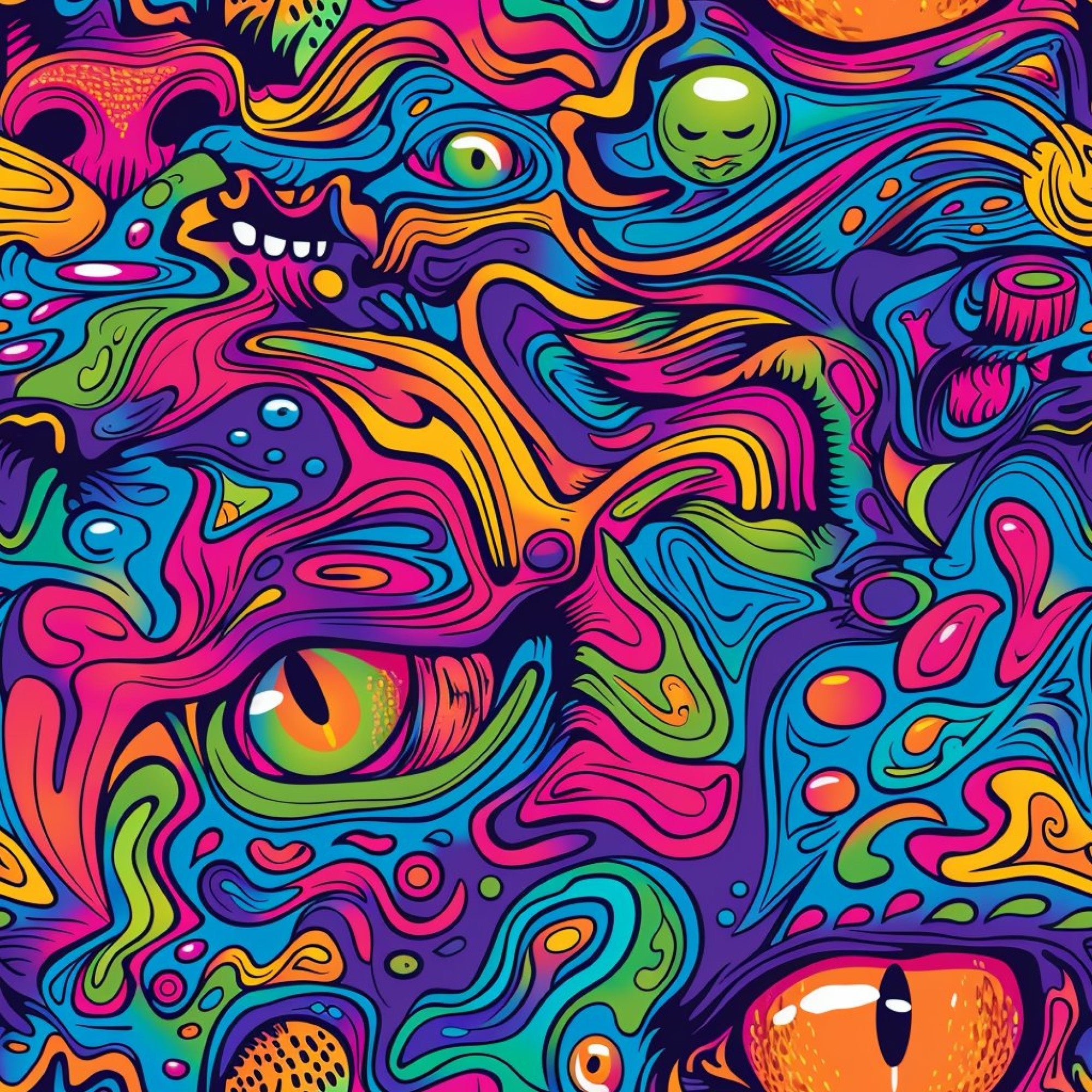 Stoner Cat Abstract Pattern 13 Minky Fabric