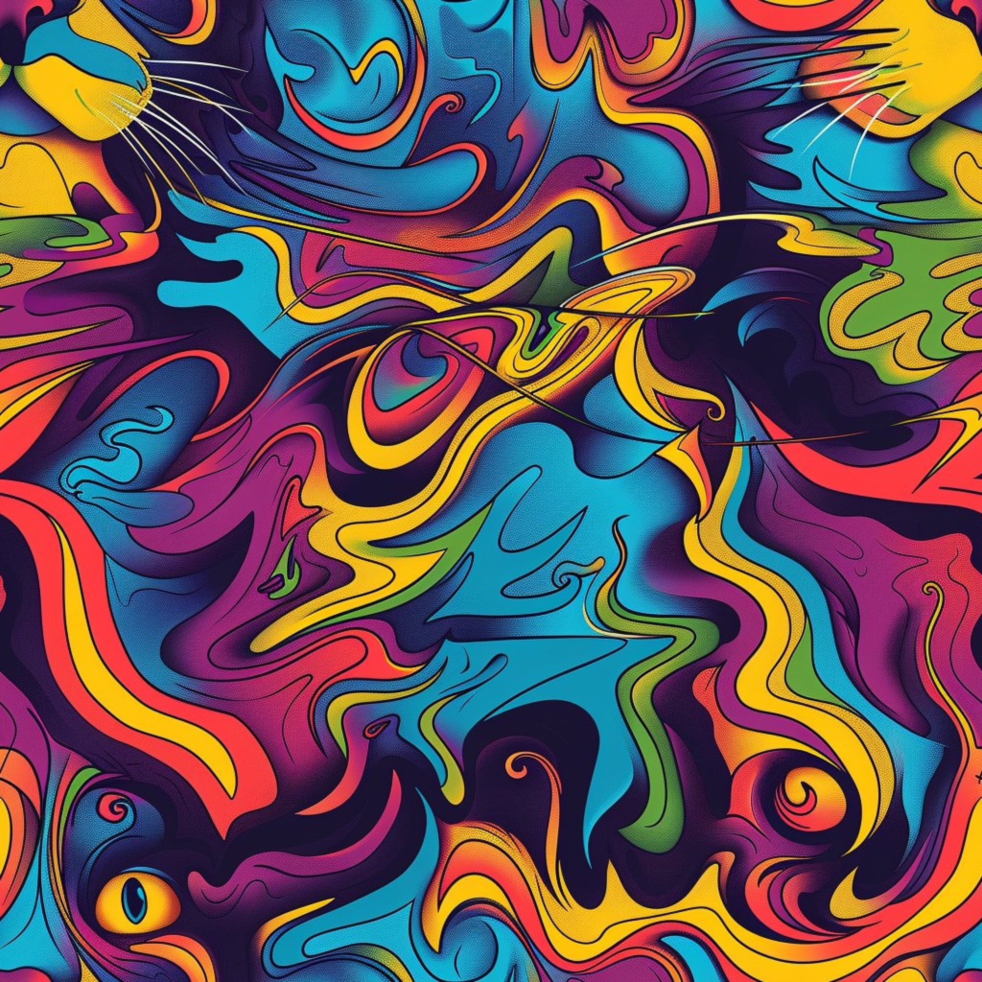 Stoner Cat Abstract Pattern 1 Minky Fabric