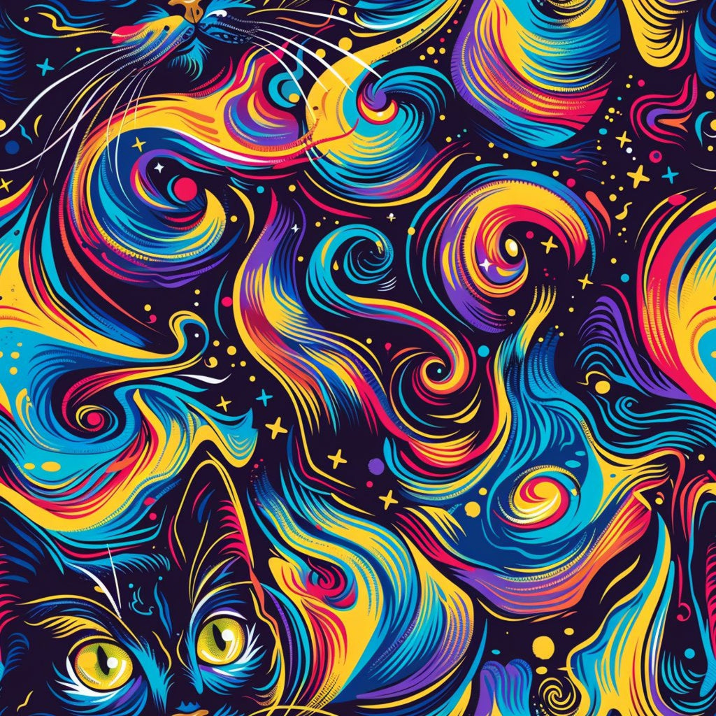 Stoner Cat Abstract Pattern 2 Minky Fabric