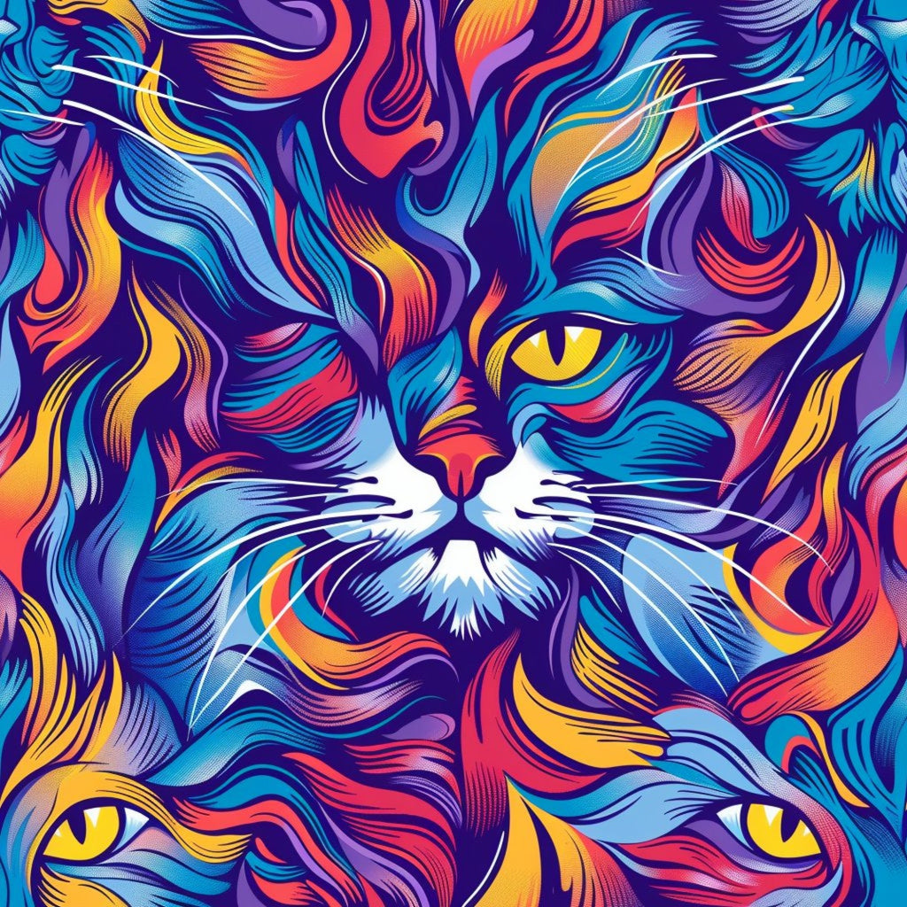 Stoner Cat Abstract Pattern 3 Minky Fabric