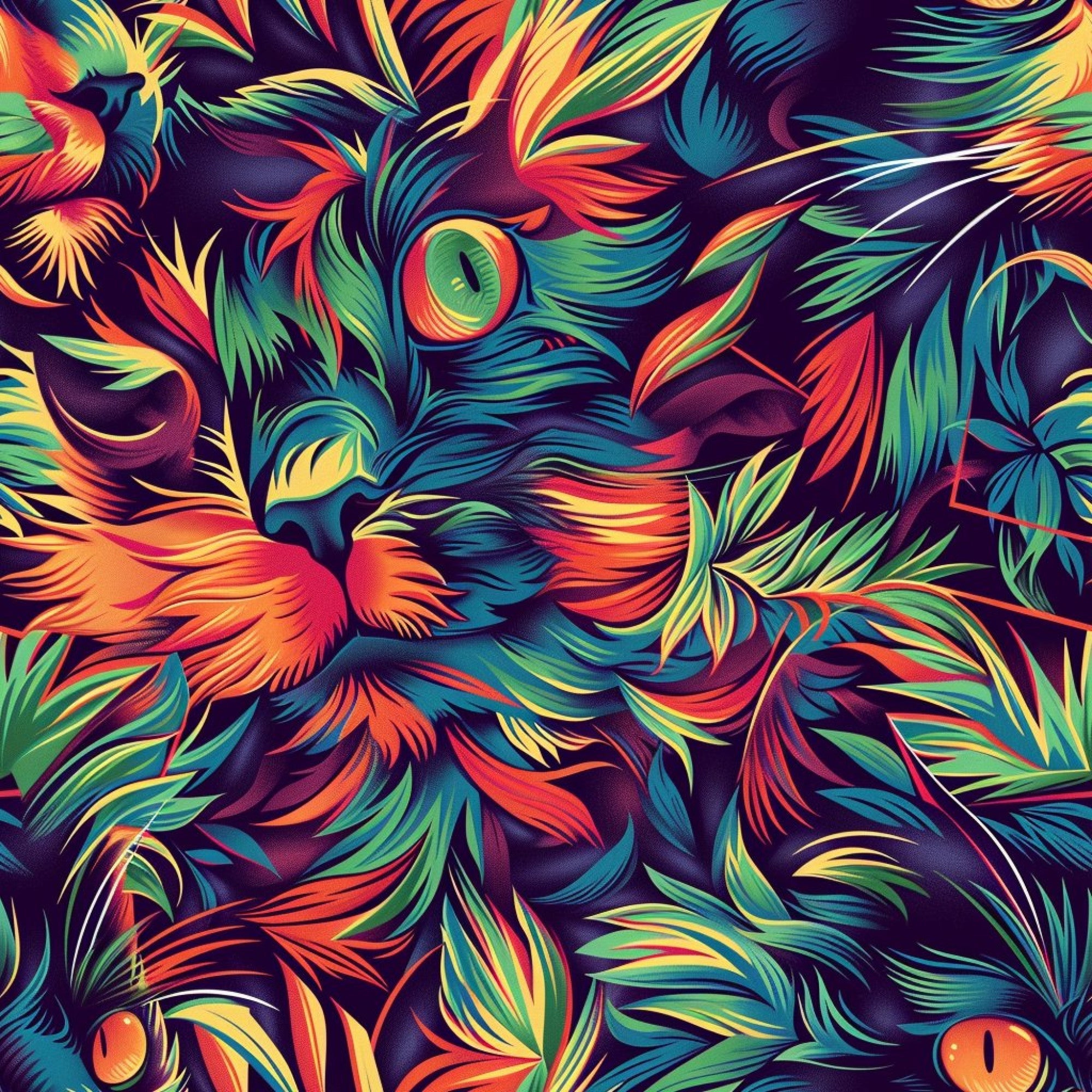 Stoner Cat Abstract Pattern 4 Minky Fabric