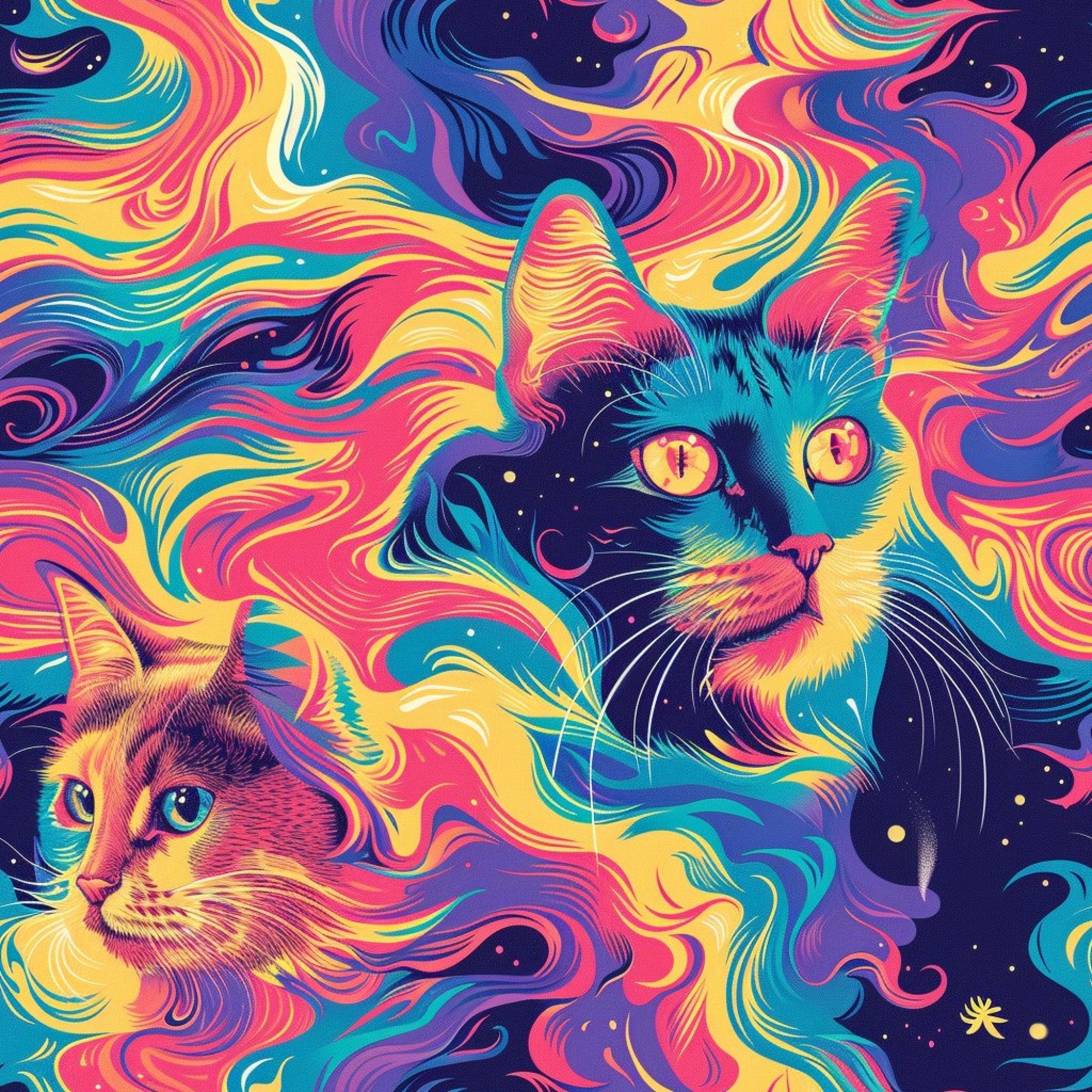 Stoner Cat Abstract Pattern 5 Minky Fabric