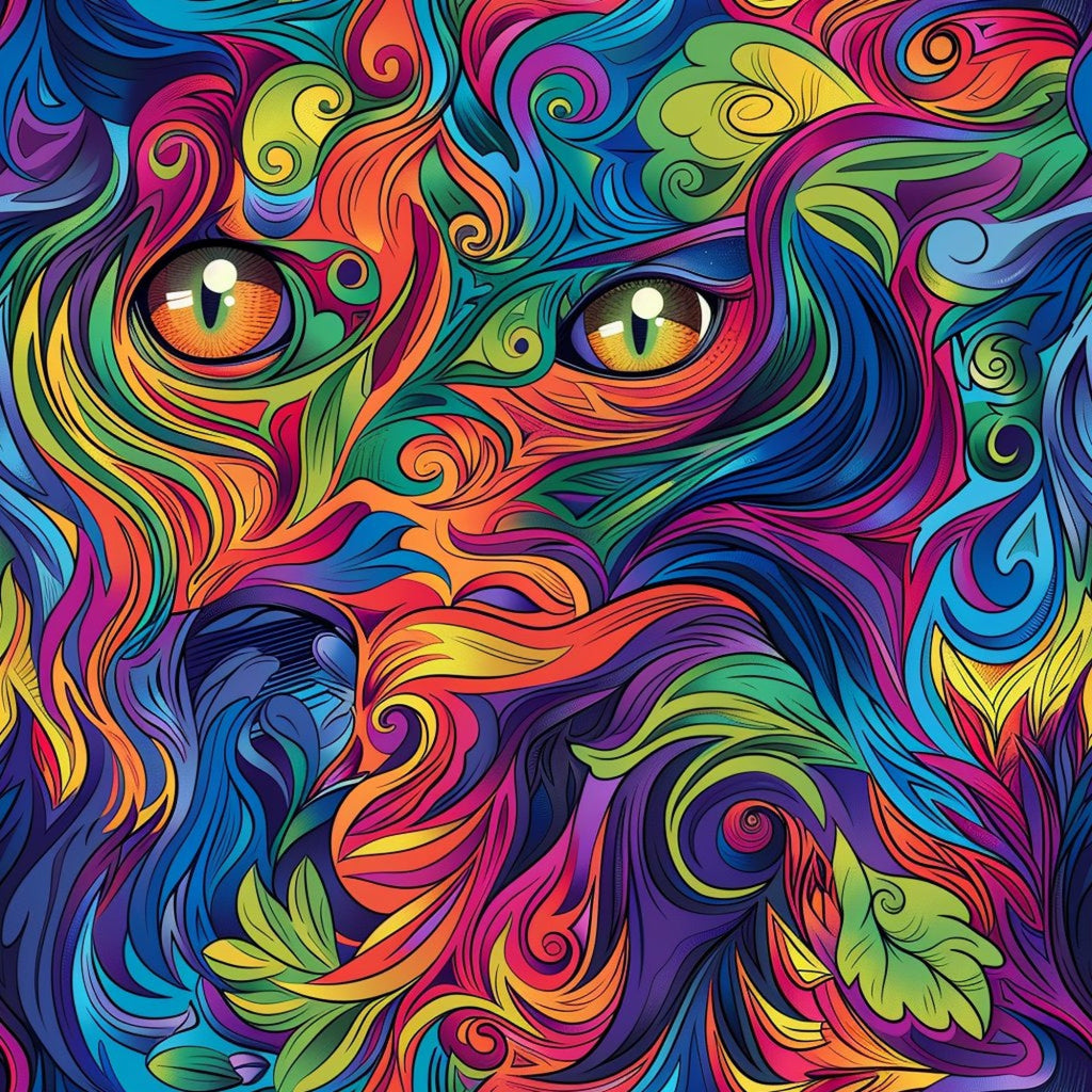 Stoner Cat Abstract Pattern 7 Minky Fabric