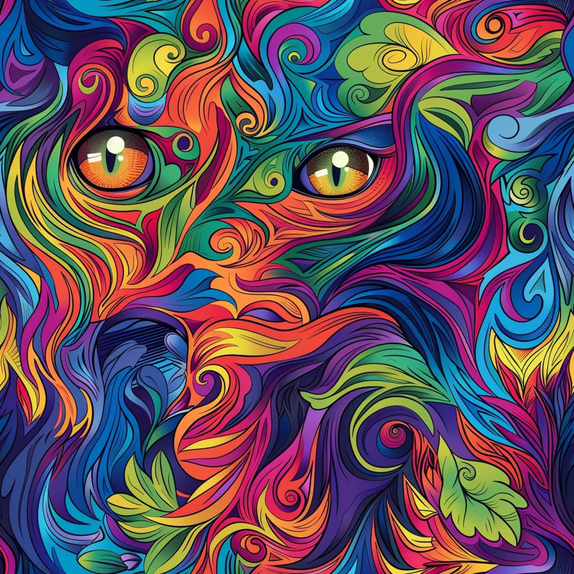 Stoner Cat Abstract Pattern 7 Minky Fabric