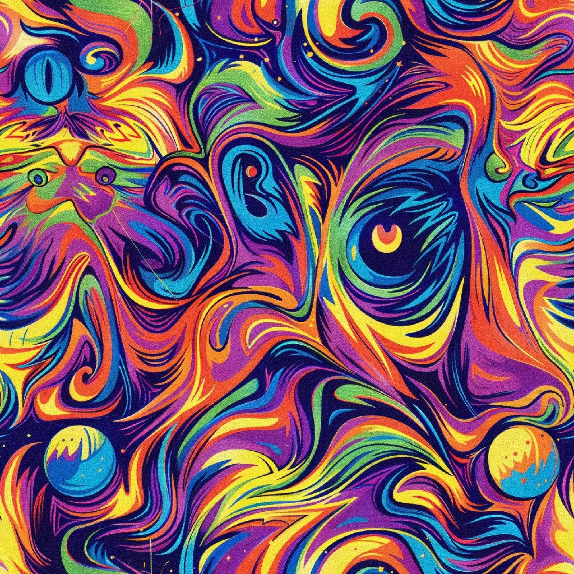 Stoner Cat Abstract Pattern 8 Minky Fabric