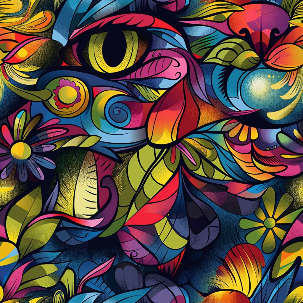 Stoner Cat Abstract Pattern 9 Minky Fabric