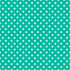 White polka dot pattern on a turquoise background.