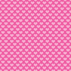 Pink background with a repeated pattern of small, lighter pink hearts.