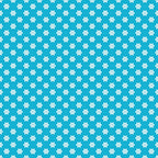 Blue background with a pattern of small, white, four-petaled flowers arranged in even rows and columns.