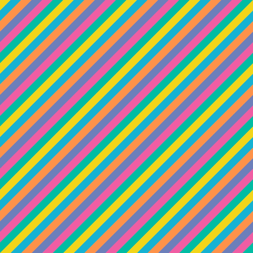 A pattern of diagonal stripes with alternating pink, orange, blue, yellow, and green colors.