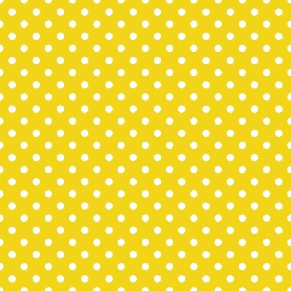 Yellow background with a pattern of evenly spaced white polka dots.