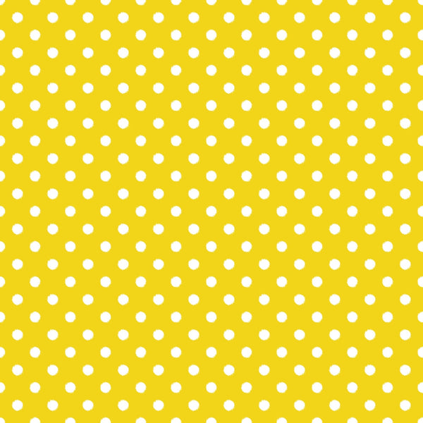 Yellow background with a pattern of evenly spaced white polka dots.