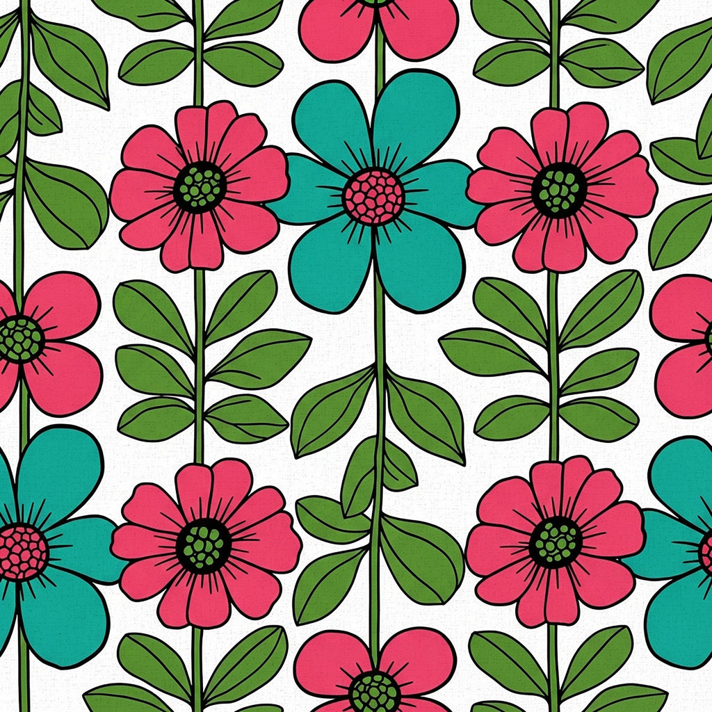 Summer Floral Pattern 14 Minky Fabric