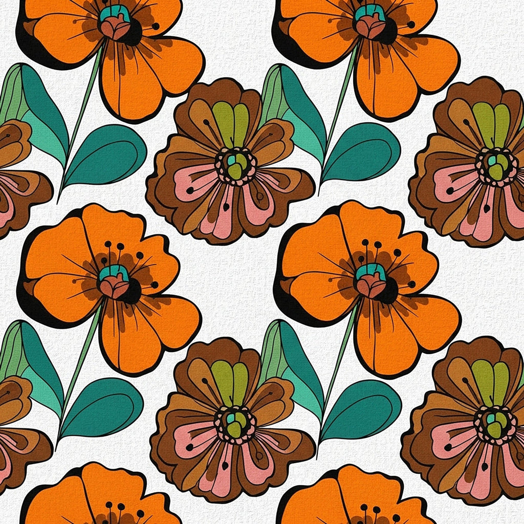 Summer Floral Pattern 15 Minky Fabric
