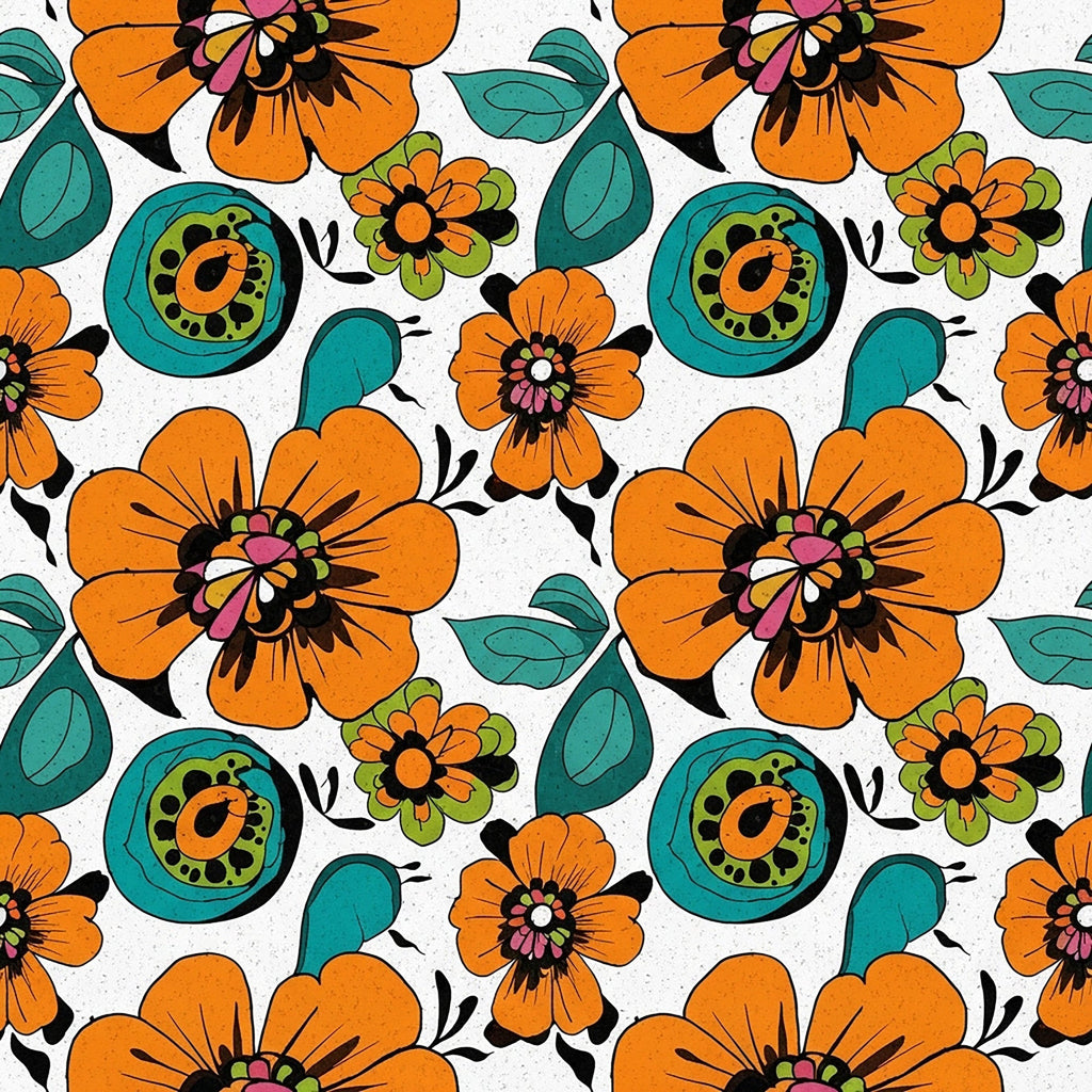 Summer Floral Pattern 2 Minky Fabric