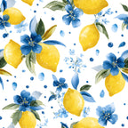 Summer Portuguese Azulejo Lemon Pattern 1 Minky Fabric