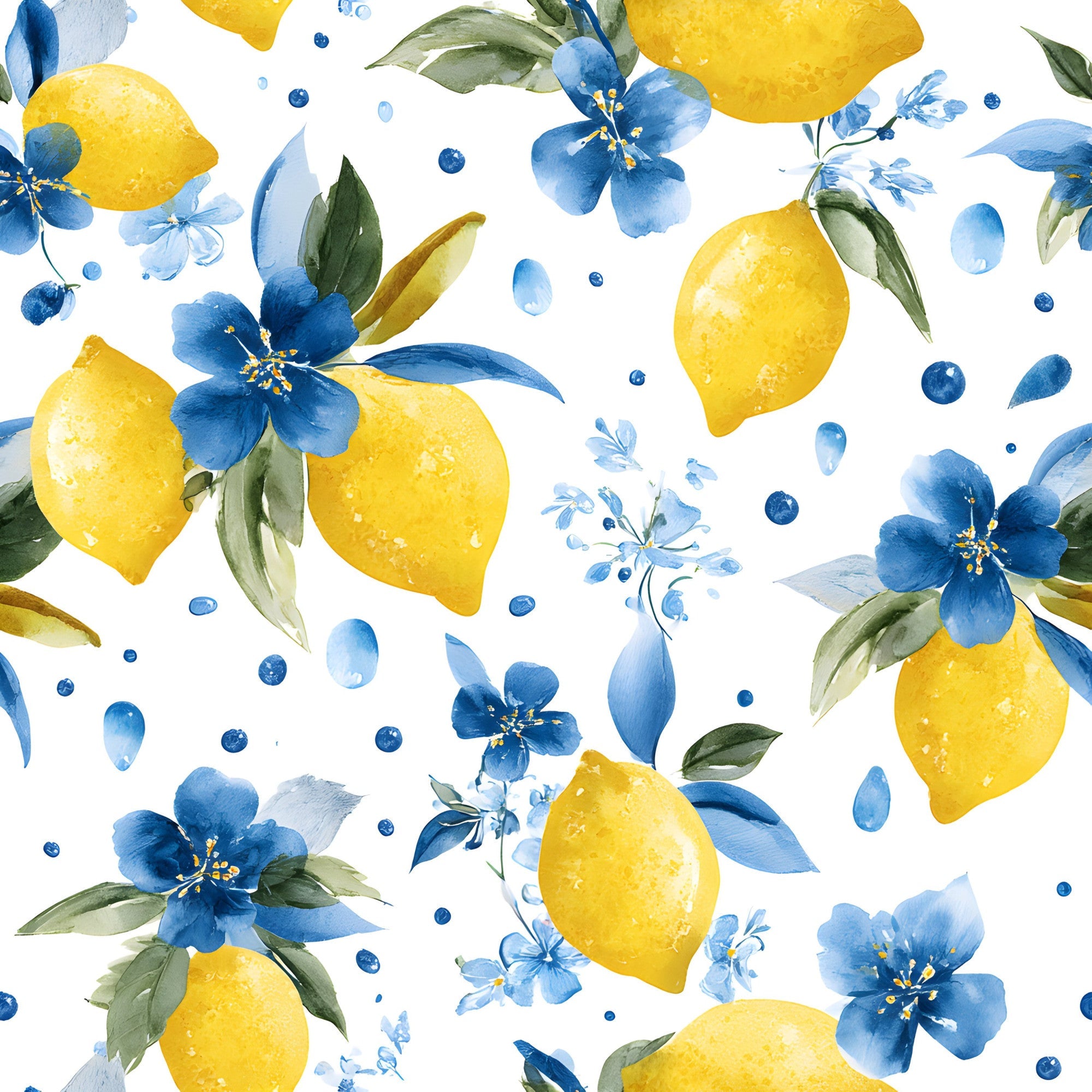 Summer Portuguese Azulejo Lemon Pattern 1 Minky Fabric