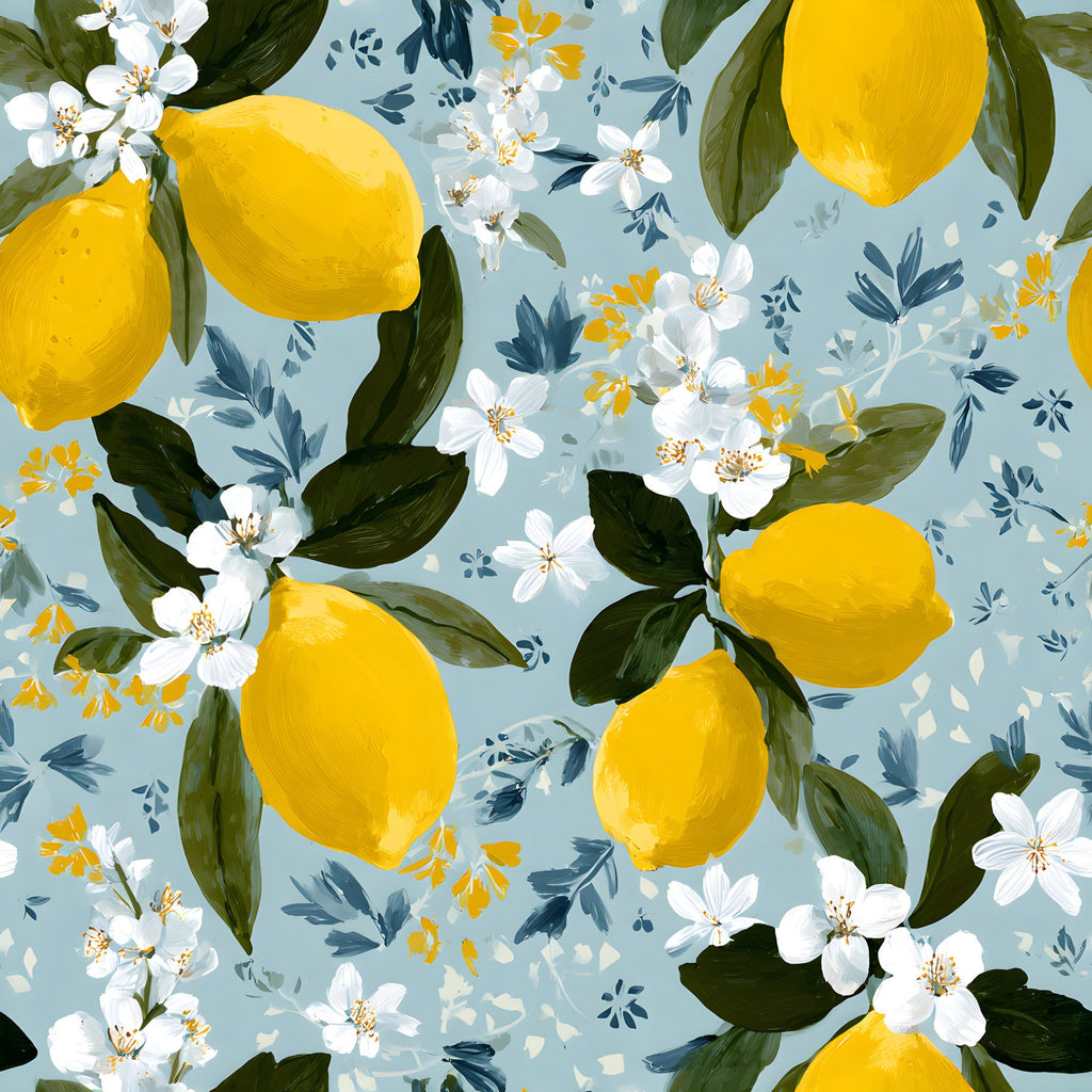 Summer Portuguese Azulejo Lemon Pattern 10 Minky Fabric