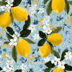 Summer Portuguese Azulejo Lemon Pattern 10 Minky Fabric