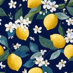 Summer Portuguese Azulejo Lemon Pattern 11 Minky Fabric
