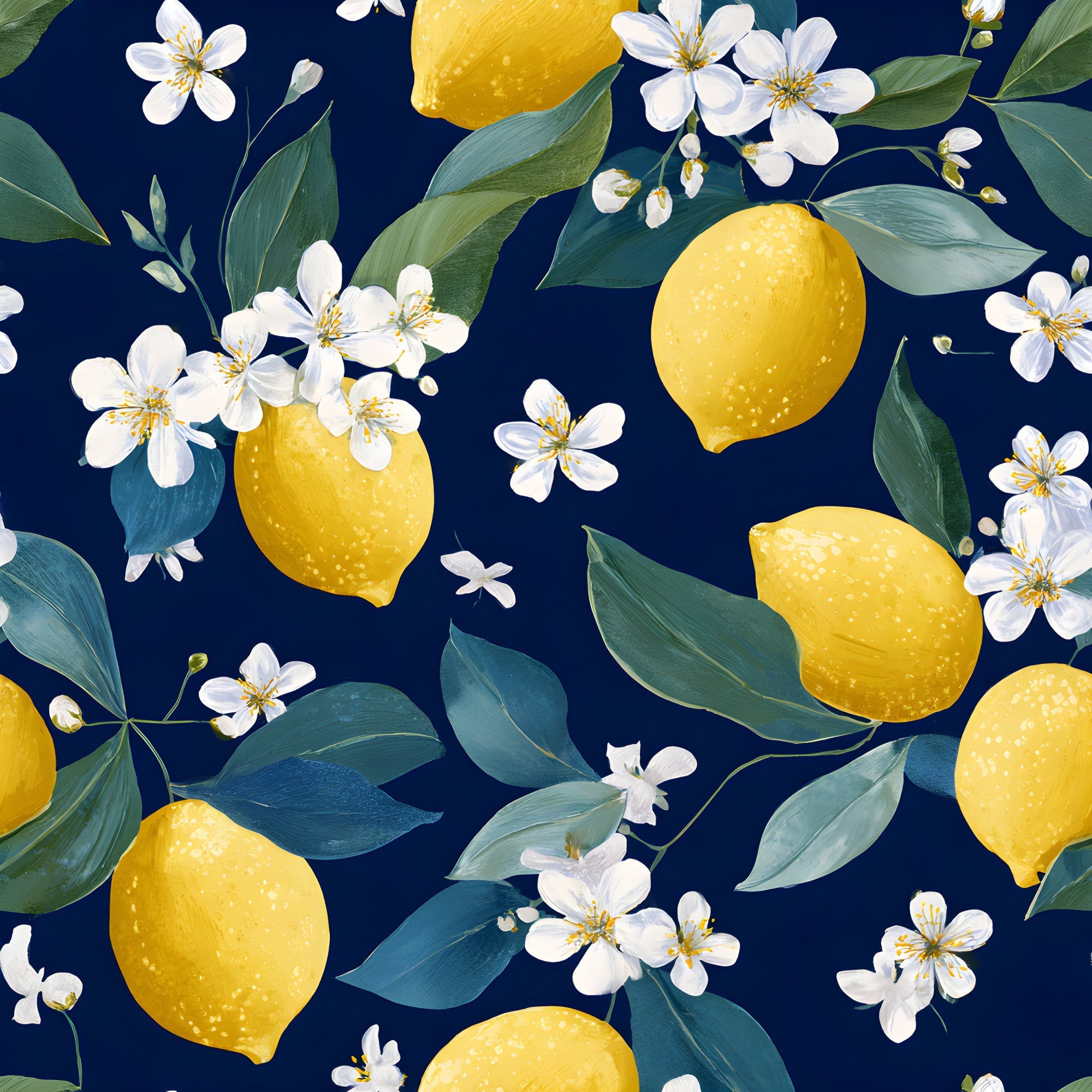 Summer Portuguese Azulejo Lemon Pattern 11 Minky Fabric