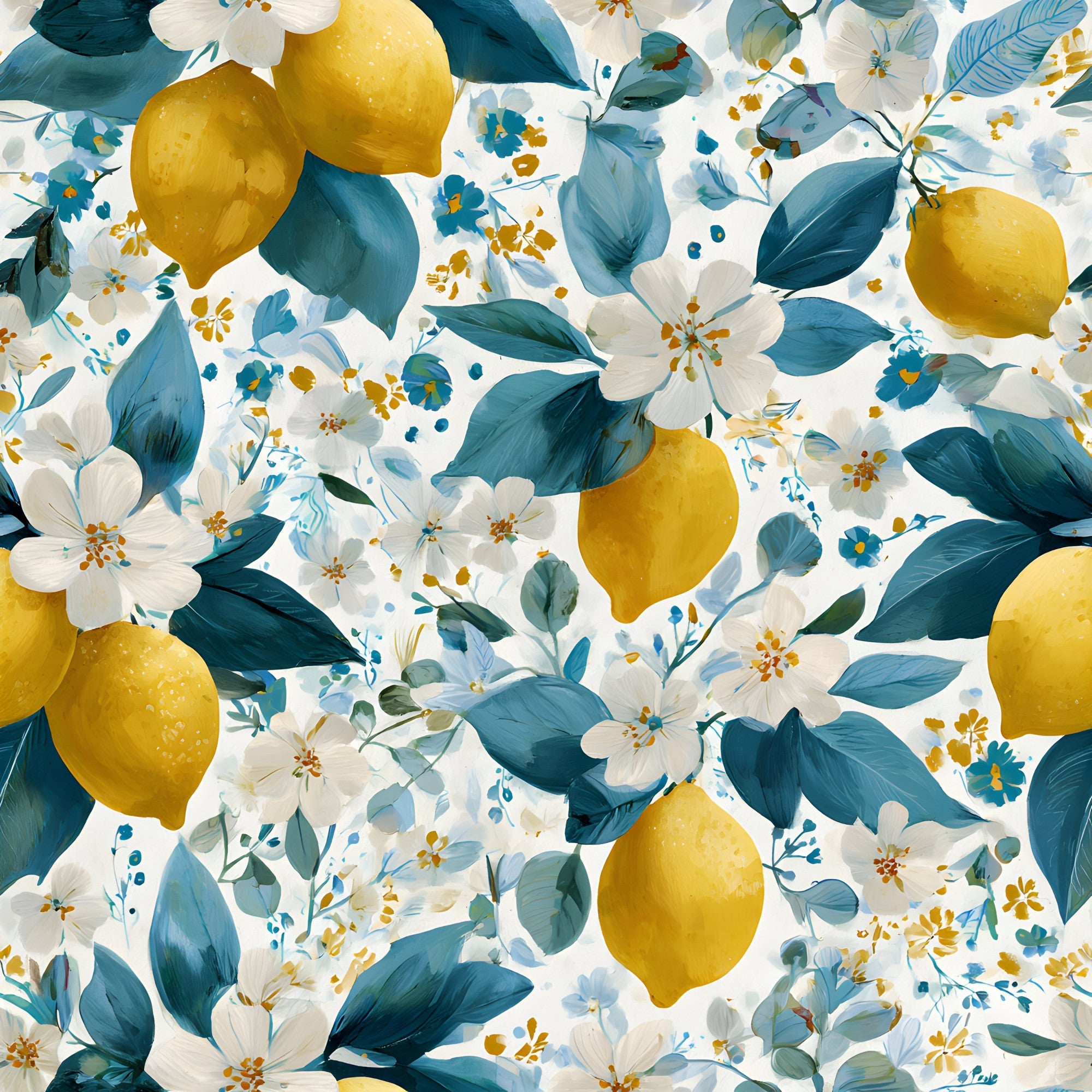 Summer Portuguese Azulejo Lemon Pattern 12 Minky Fabric