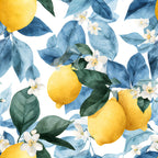 Summer Portuguese Azulejo Lemon Pattern 13 Minky Fabric