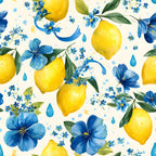 Summer Portuguese Azulejo Lemon Pattern 2 Minky Fabric