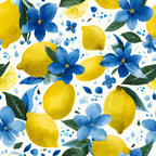 Summer Portuguese Azulejo Lemon Pattern 3 Minky Fabric