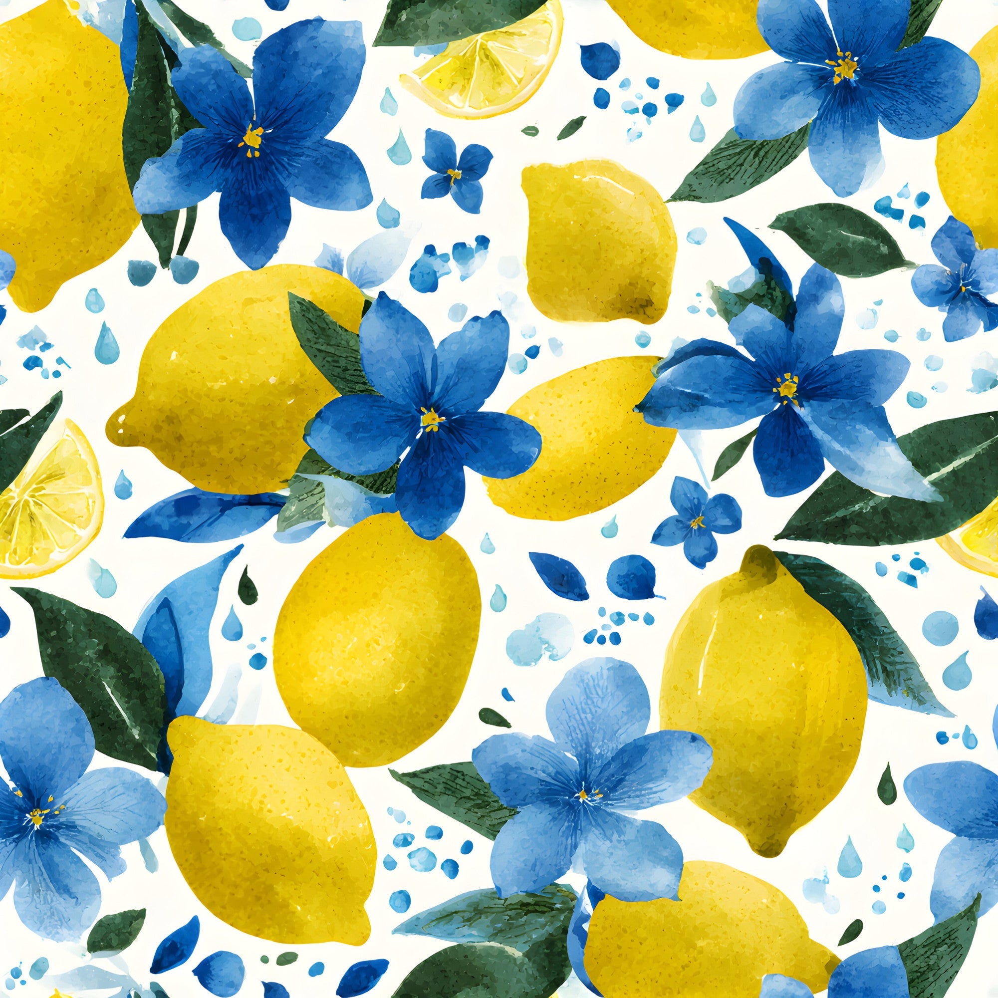 Summer Portuguese Azulejo Lemon Pattern 3 Minky Fabric