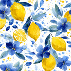 Summer Portuguese Azulejo Lemon Pattern 4 Minky Fabric