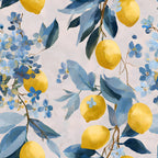 Summer Portuguese Azulejo Lemon Pattern 5 Minky Fabric
