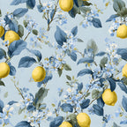 Summer Portuguese Azulejo Lemon Pattern 6 Minky Fabric