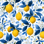 Summer Portuguese Azulejo Lemon Pattern 7 Minky Fabric