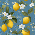 Summer Portuguese Azulejo Lemon Pattern 8 Minky Fabric