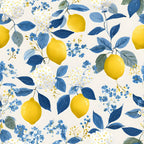 Summer Portuguese Azulejo Lemon Pattern 9 Minky Fabric