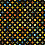 sunflower fields,, fabric panel, yellow circles, orange dots, blue accents, green hues, polka dot pattern, circular motifs, warm colors, floral inspired, geometric design, crafting material, autumn tones, golden yellow, vibrant pattern, repetitive circles, multicolored dots, nature themed, cheerful mood