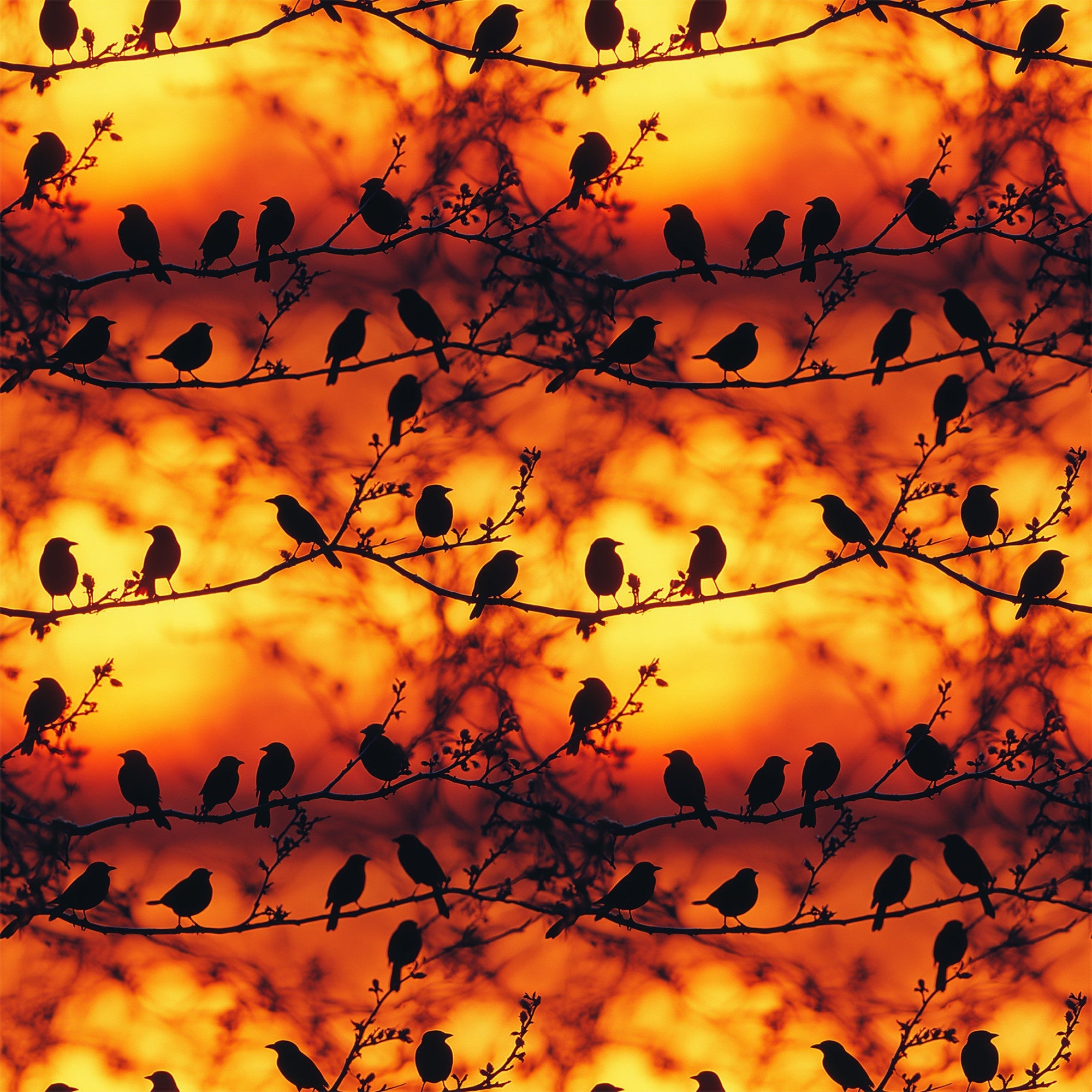 Sunset Bird Pattern 10 Minky Fabric