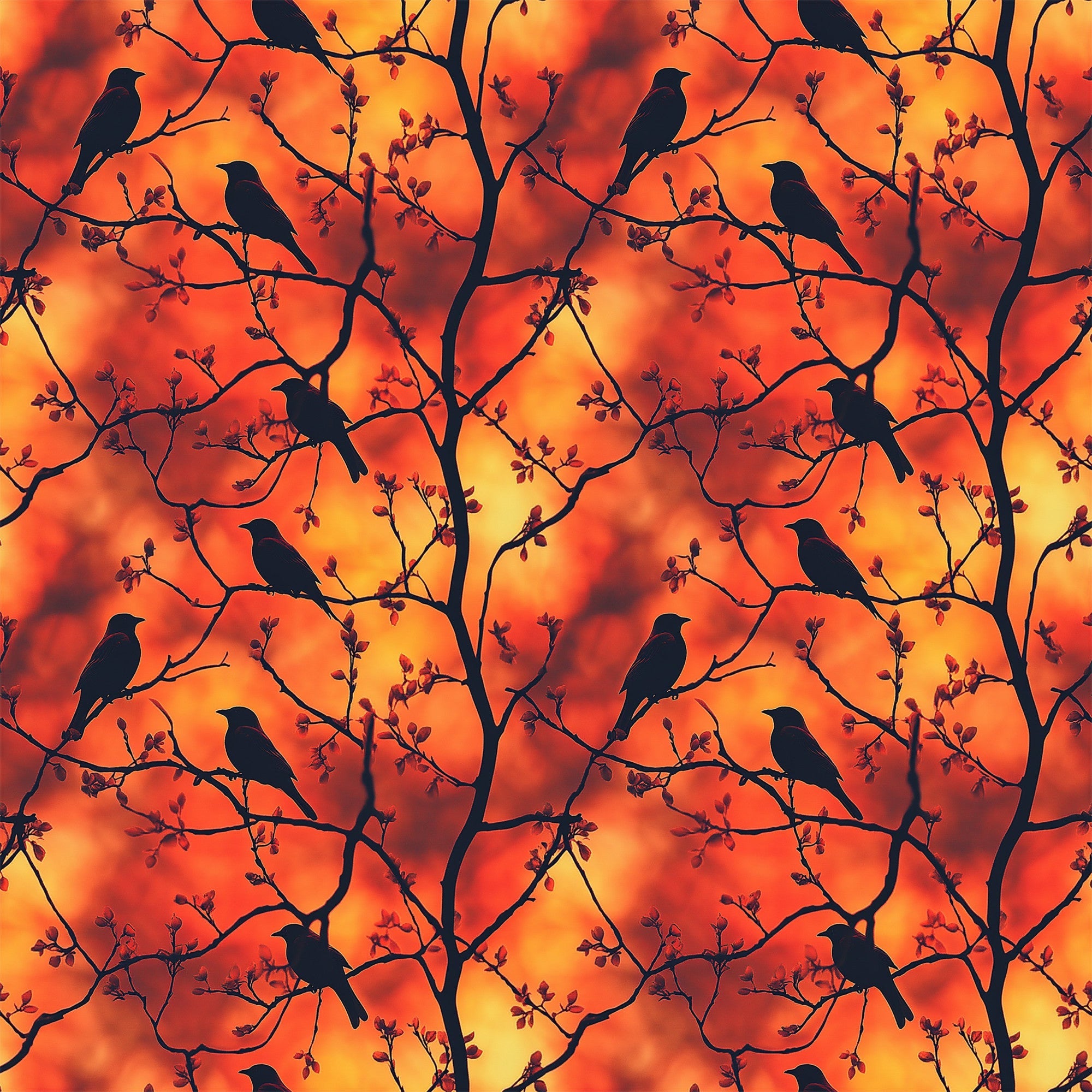 Sunset Bird Pattern 3 Minky Fabric