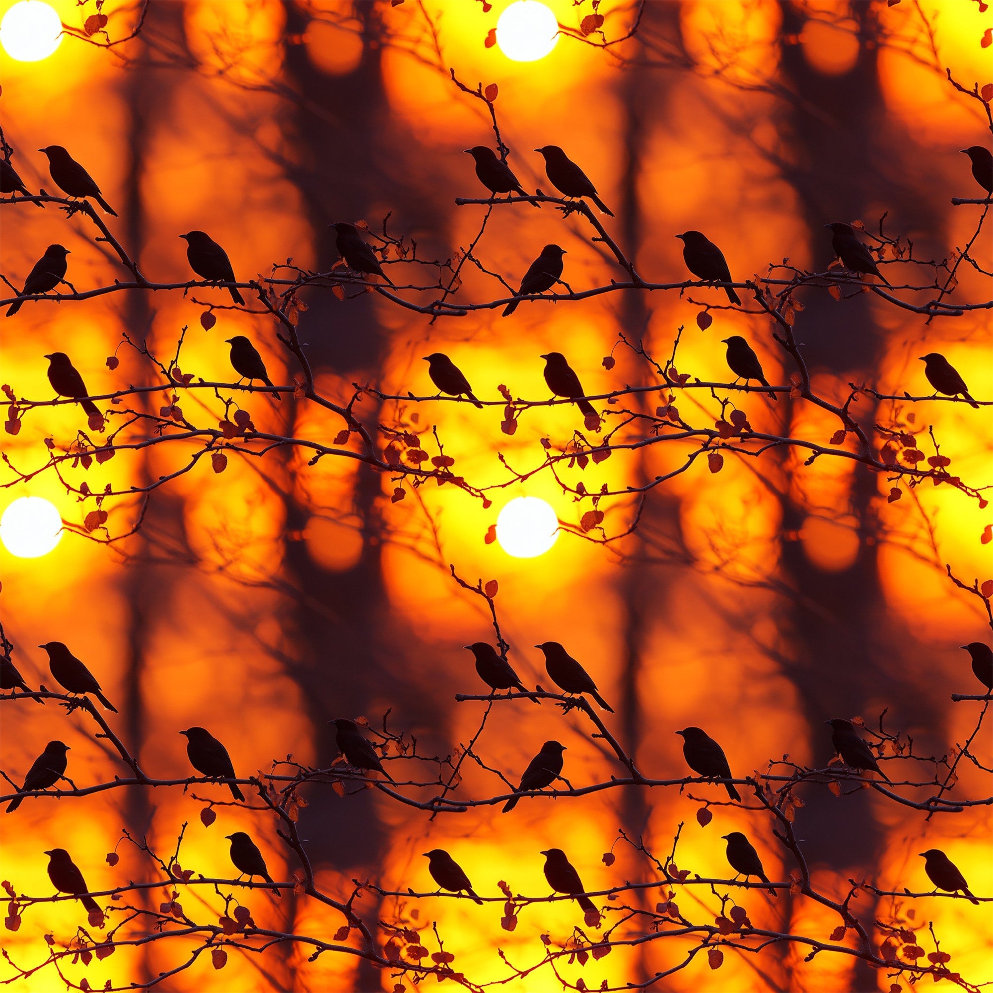 Sunset Bird Pattern 4 Minky Fabric