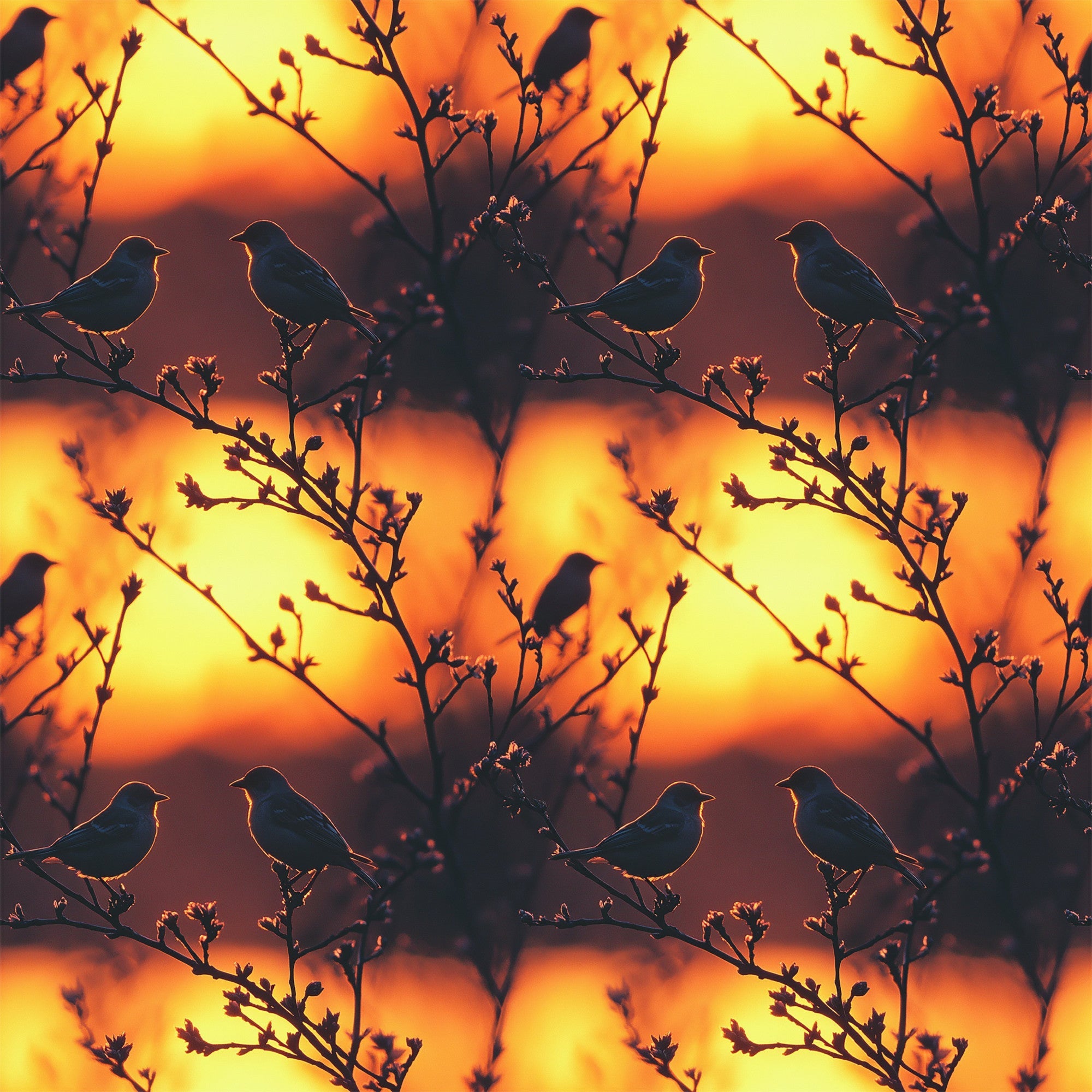 Sunset Bird Pattern 7 Minky Fabric