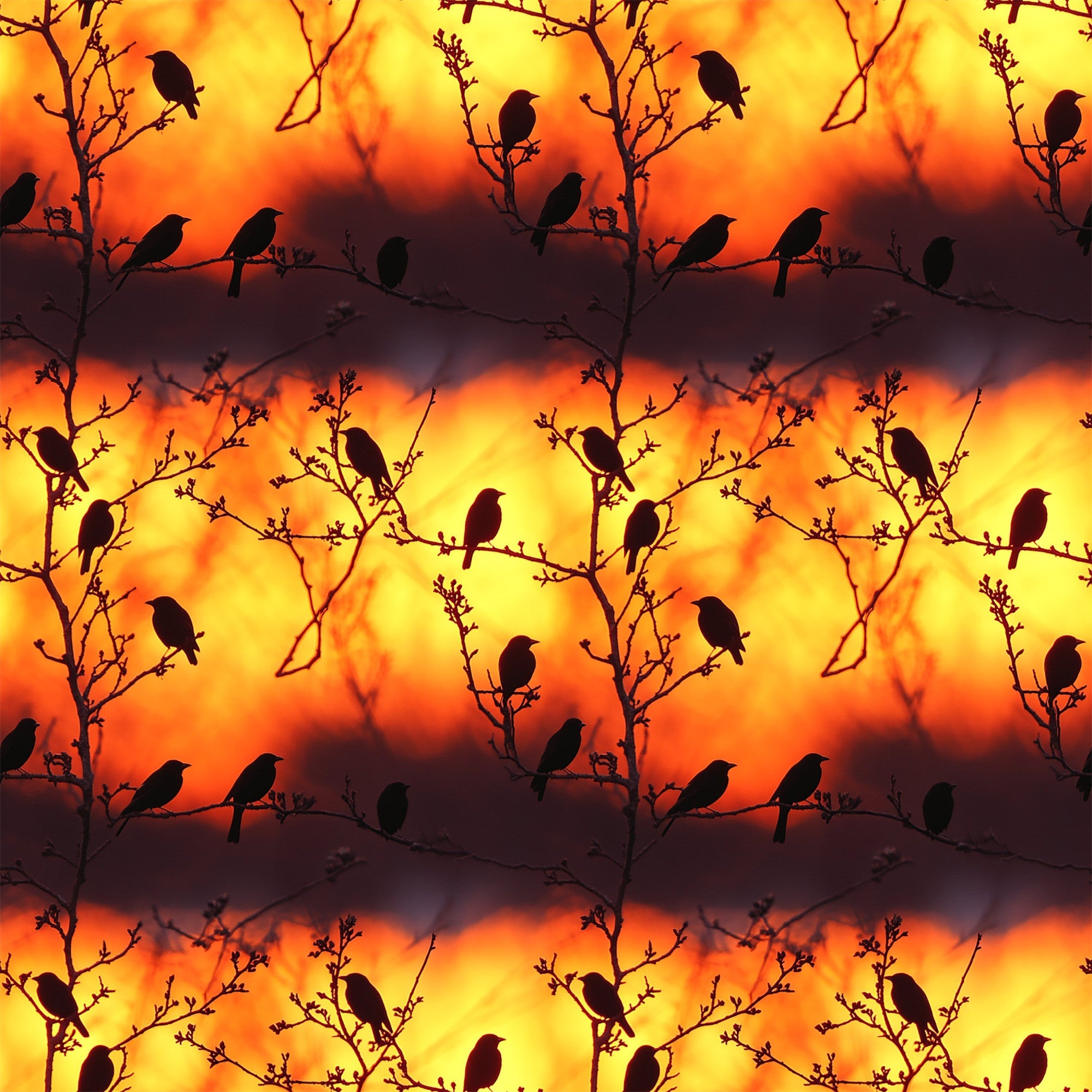 Sunset Bird Pattern 8 Minky Fabric