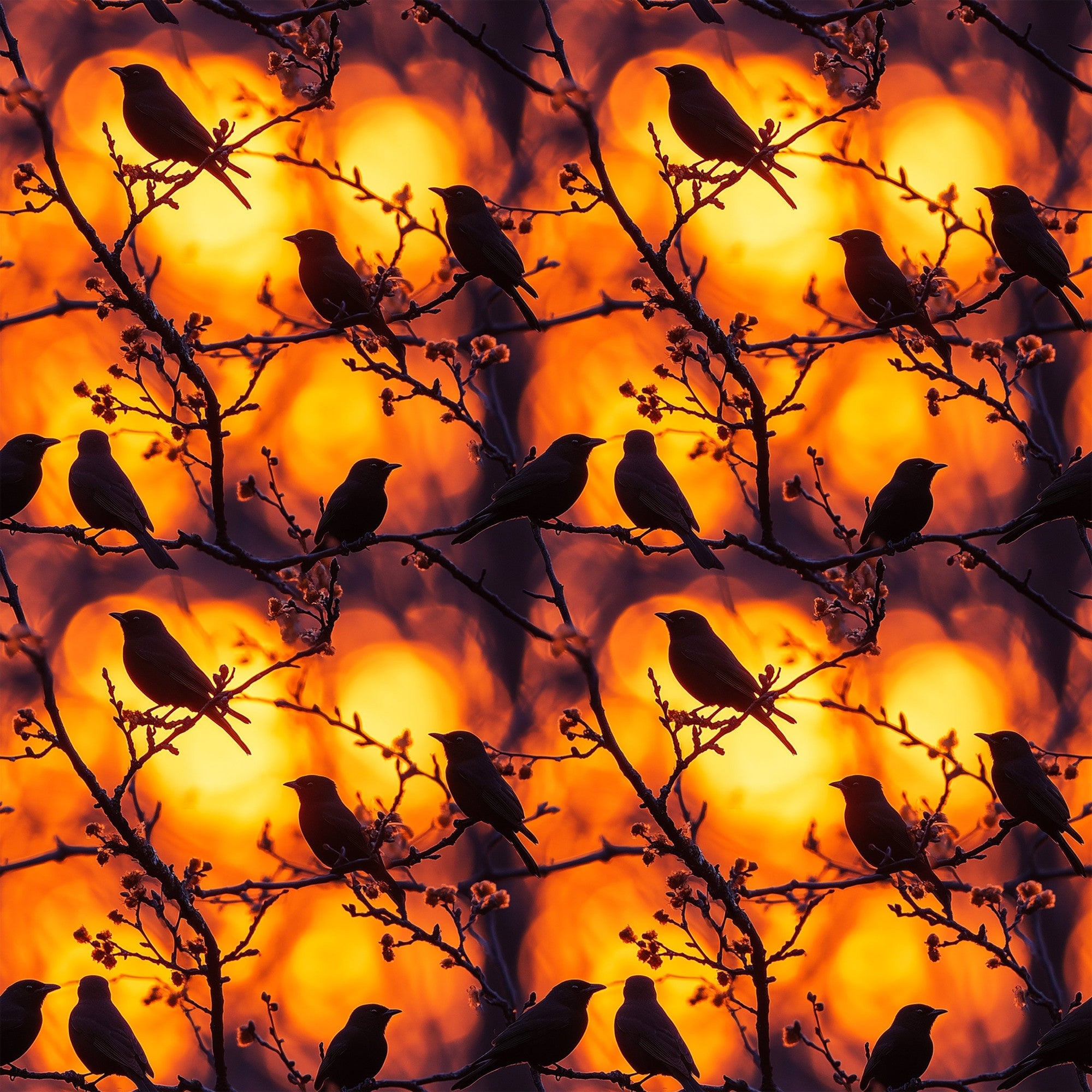 Sunset Bird Pattern 9 Minky Fabric