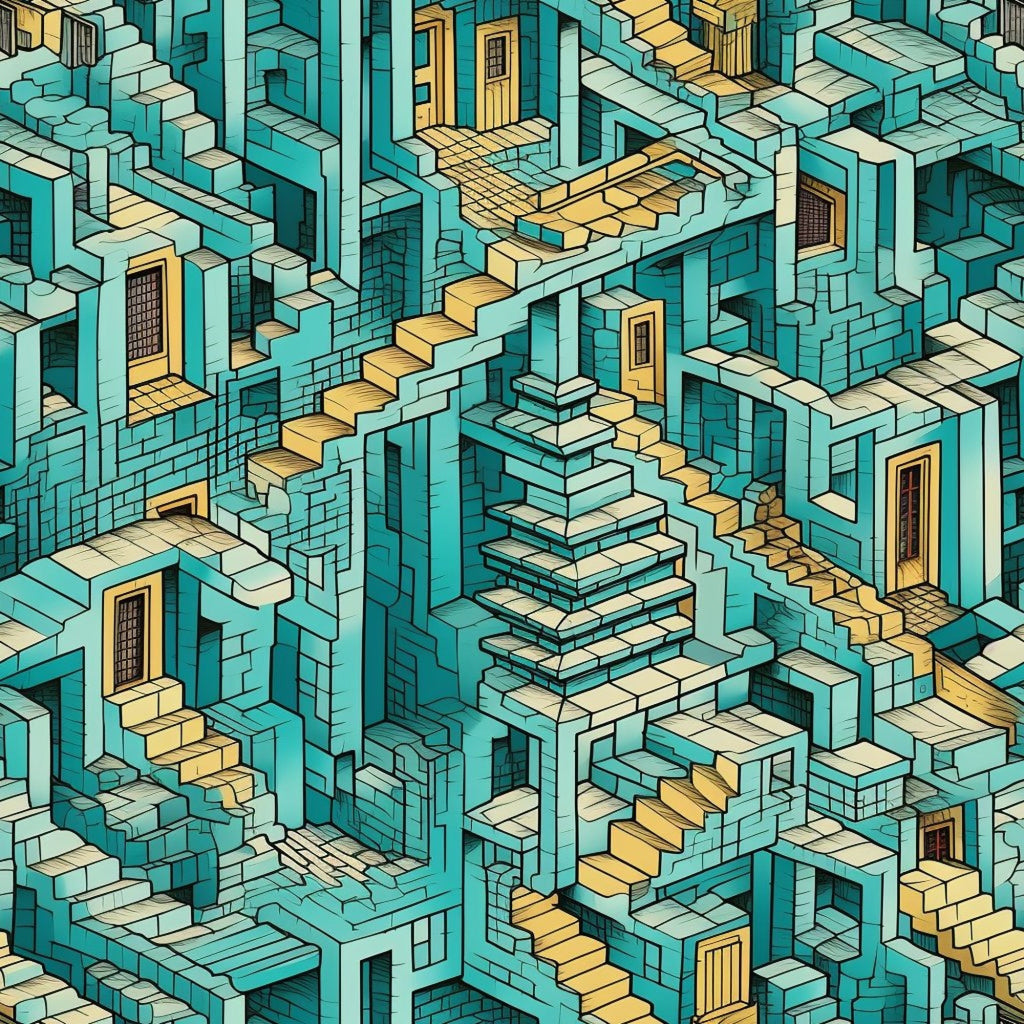 Surreal Staircases Pattern 1 Minky Fabric
