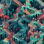 Surreal Staircases Pattern 10 Minky Fabric