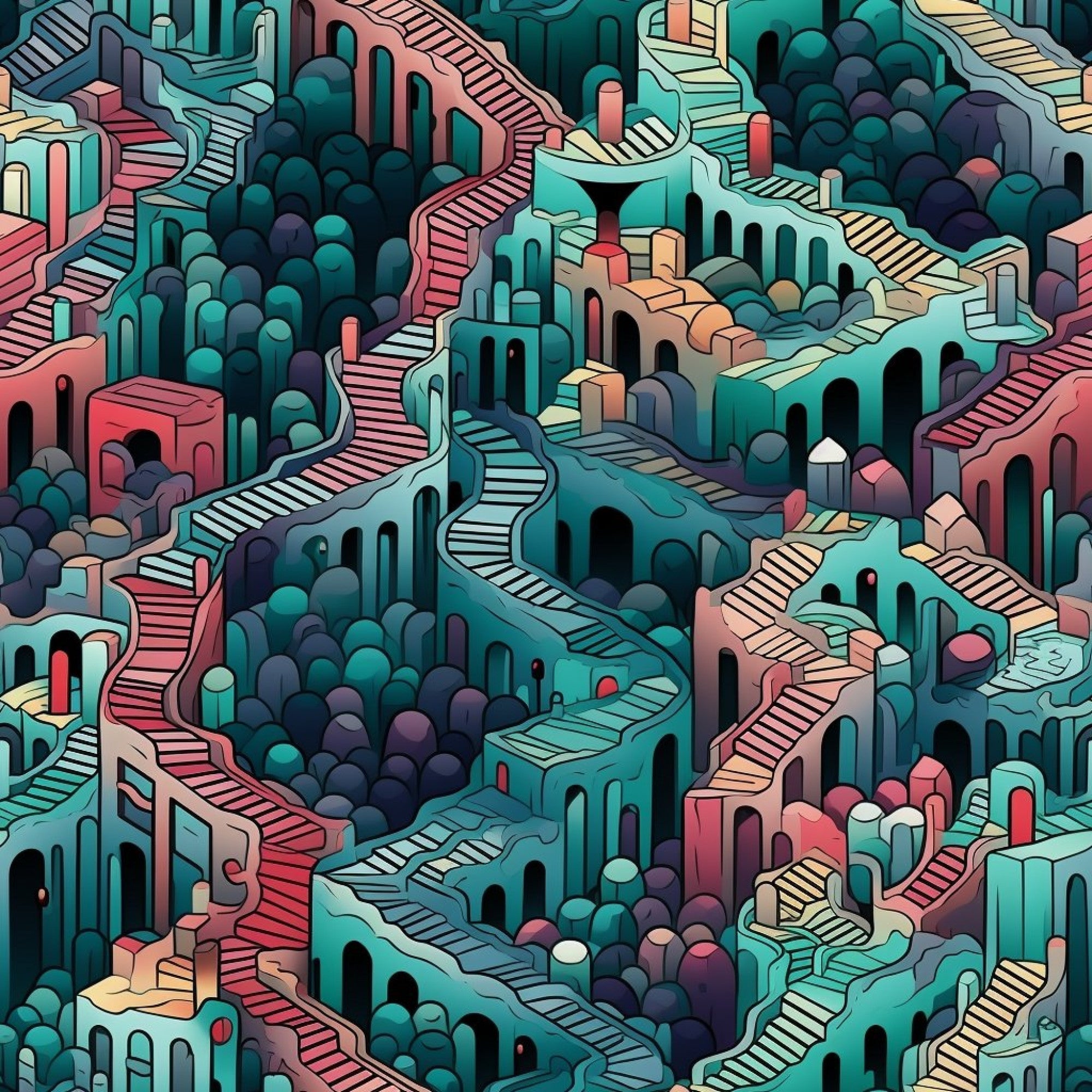 Surreal Staircases Pattern 10 Minky Fabric